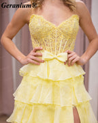 GERANIUM Sweetheart Corset Tiered Ruffle A-Line Prom Dress GER690P