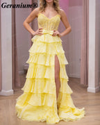 GERANIUM Sweetheart Corset Tiered Ruffle A-Line Prom Dress GER690P
