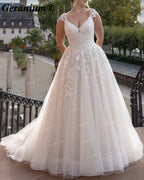 Geranium V-Neck Floral Lace Ball Gown Wedding Dress GER53