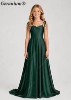 Geranium Elegant Sage Green Satin Cowl Neck Junior Bridesmaid Dress with Tie Straps KD-333