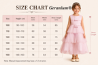 Geranium Tiered Tulle Flower Girl Dress with Satin Bow - Sleeveless Pink Party Gown for Kids KD-296