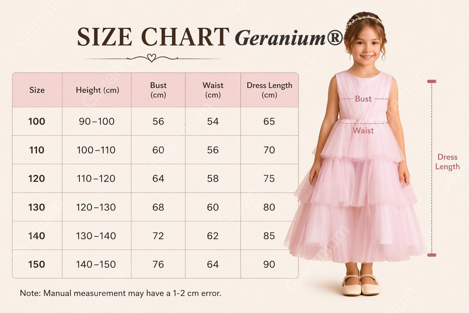 Geranium Tiered Tulle Flower Girl Dress with Satin Bow - Sleeveless Pink Party Gown for Kids KD-296