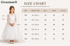 Geranium Elegant Lace Long Sleeve Flower Girl Dress with Oversized Back Bow & Tulle Train KD-208