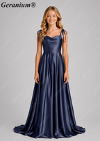Geranium Elegant Sage Green Satin Cowl Neck Junior Bridesmaid Dress with Tie Straps KD-333