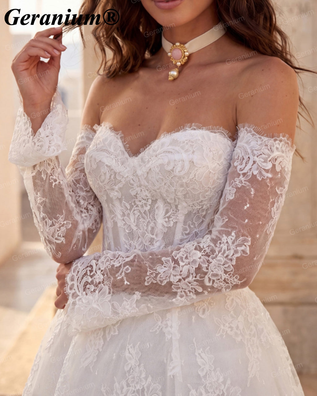 Geranium Sweetheart Lace Mini A-Line Wedding Dress – GER133