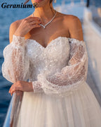 Geranium Sweetheart Lace Tea-Length A-Line Wedding Dress – GER132