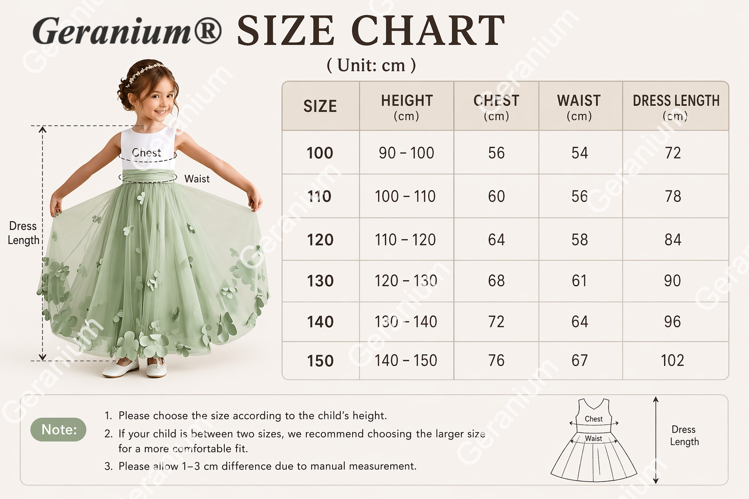 Geranium Two-Tone White & Sage Green Flower Girl Dress with 3D Floral Appliqués - Backless Princess Tulle Gown KD-187