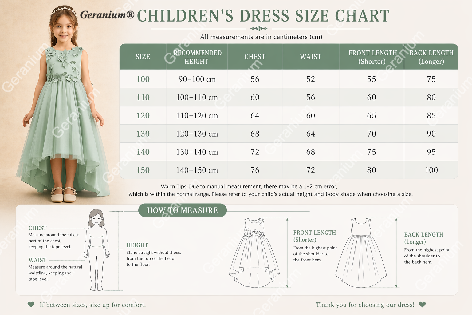 Geranium 3D Floral Applique Sage Green Flower Girl Dress - High-Low Tulle Ball Gown with Satin Bow KD-91