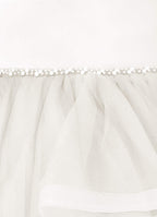 Geranium Sweet Princess Flower Girl Dress - Cascading Tulle Ruffles with Pearl Beaded Waistband KD-262