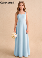 Geranium Elegant Light Blue Chiffon A-Line Junior Bridesmaid Dress with Sweetheart Neckline KD-163