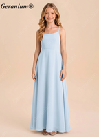 Geranium Elegant Sky Blue Bridesmaid Dress A-Line Spaghetti Strap with Open Back Bow KD-95