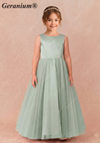 Geranium Heart Back Sage Green Tulle Flower Girl Dress with Oversized Bow KD-258