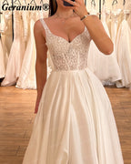 Geranium Sweetheart Lace Corset Satin A-Line Wedding Dress – GER129