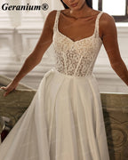 Geranium Sweetheart Lace Corset Satin A-Line Wedding Dress – GER129