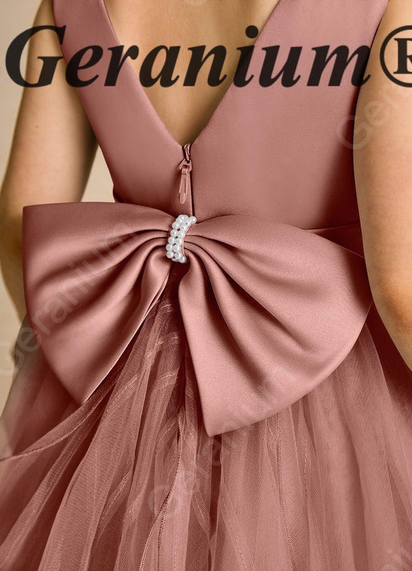Geranium Enchanter Mauve Butterfly Wing Flower Girl Dress - Tulle Princess Party Gown for Kids KD-214