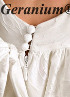 Geranium Elegant Heart Back Flower Girl Dress - Textured Jacquard A-Line Party Gown for Kids KD-235