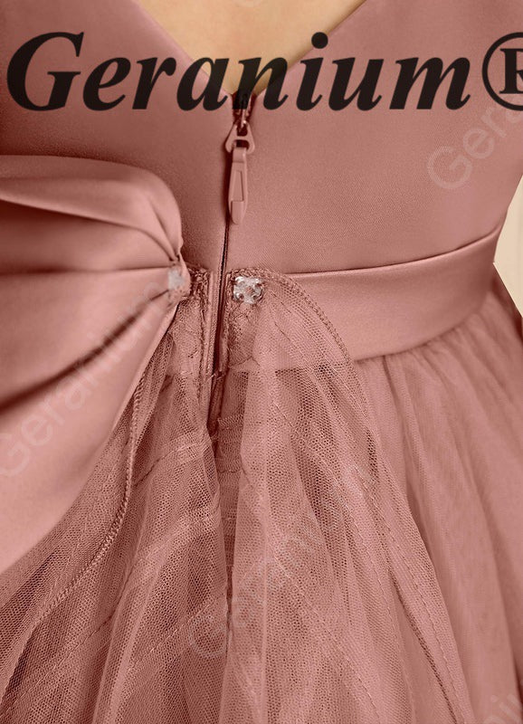 Geranium Enchanter Mauve Butterfly Wing Flower Girl Dress - Tulle Princess Party Gown for Kids KD-214