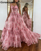 GERANIUM Floral Corset Sweetheart A-Line Prom Dress GER694P