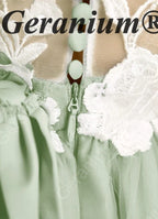 Garanium Sage Green Floral Embroidery Tulle Flower Girl Dress KD-201