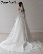 Geranium Off-the-Shoulder Long Sleeve Lace A-Line Wedding Dress – GER2