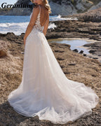 Geranium Plunging V-Neck Lace A-Line Wedding Dress GER61