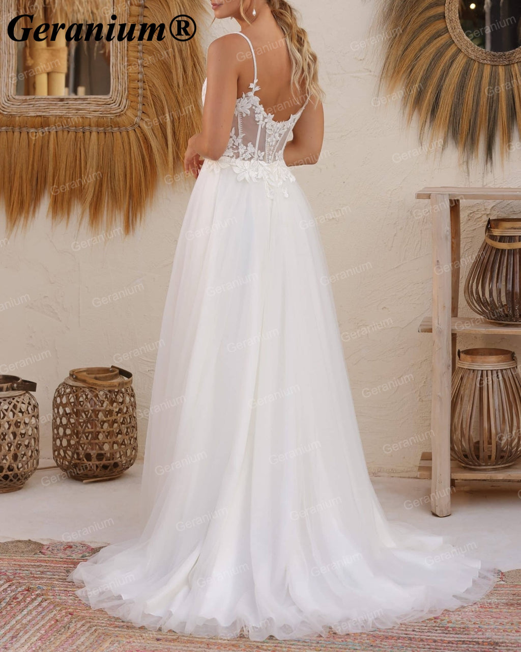 GERANIUM Lace Tulle A-Line Wedding Dress GER50