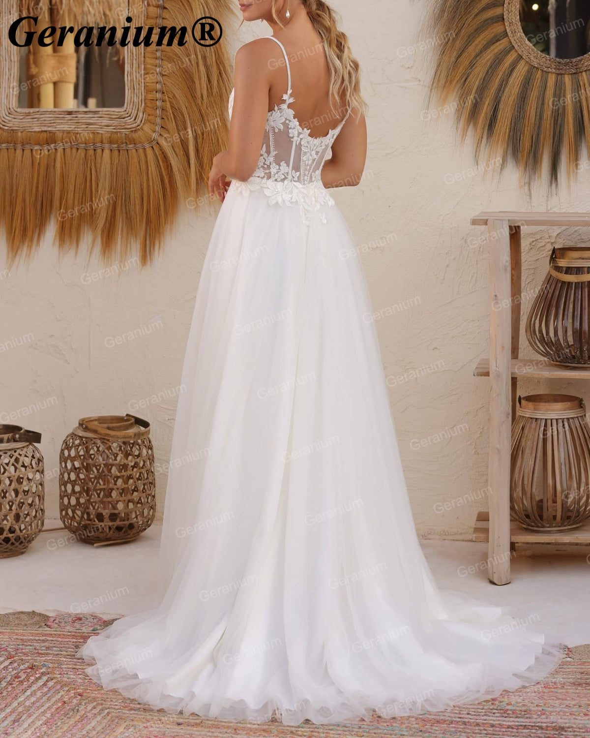 GERANIUM Lace Tulle A-Line Wedding Dress GER50