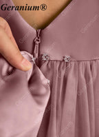 Geranium Heart Back Dusty Rose Tulle Flower Girl Dress with Oversized Detachable Bow KD-182