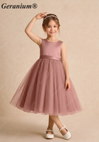 Geranium Enchanter Mauve Butterfly Wing Flower Girl Dress - Tulle Princess Party Gown for Kids KD-214