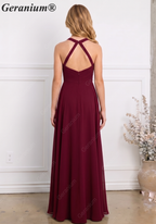 Geranium Elegant Halter Chiffon Junior Bridesmaid Dress with High Slit KD-305