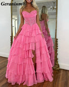 GERANIUM Sweetheart Corset Tiered Ruffle Ball Gown Prom Dress GER689P