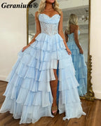 GERANIUM Sweetheart Corset Tiered Ruffle Ball Gown Prom Dress GER689P