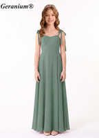 Geranium Sage Green Tie-Strap A-Line Bridesmaid Dress with Sweetheart Neckline & Side Slit KD-156