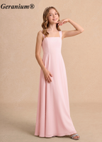 Geranium Elegant Square Neck Chiffon Junior Bridesmaid Dress with Bow Back KD-173